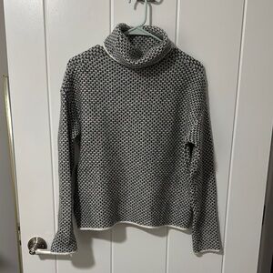 Women's Black and White Turtleneck Sweater